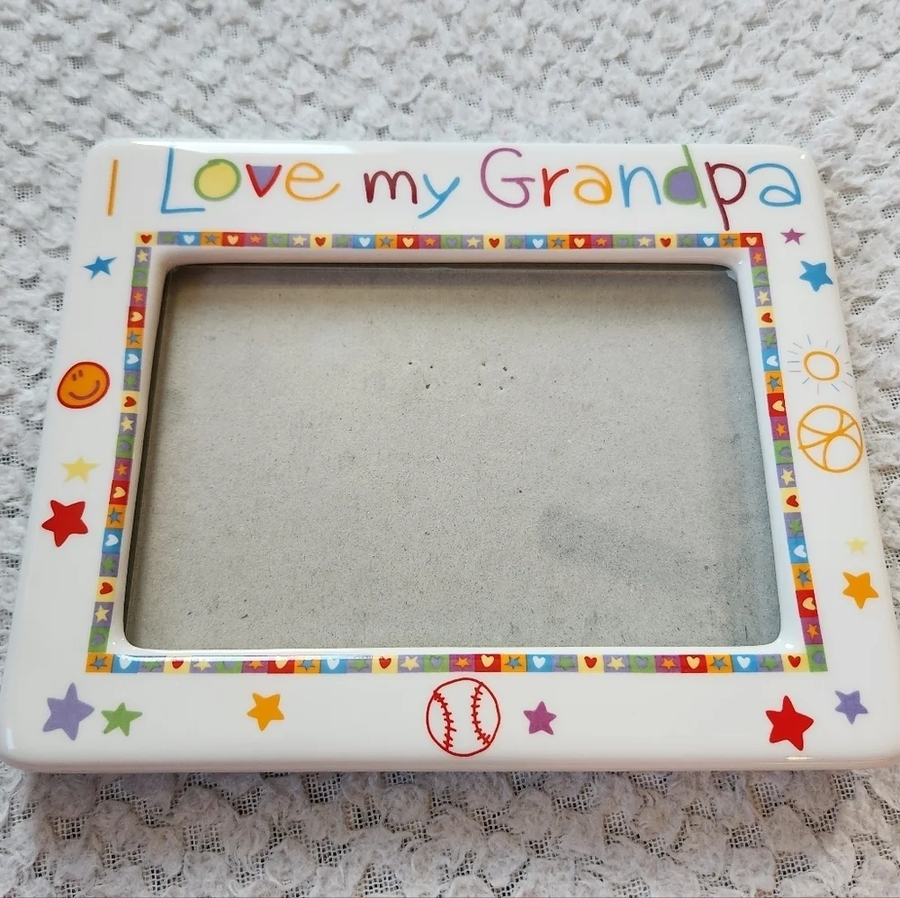 Vintage I LOVE MY GRANDPA Ceramic Sports Picture Frame